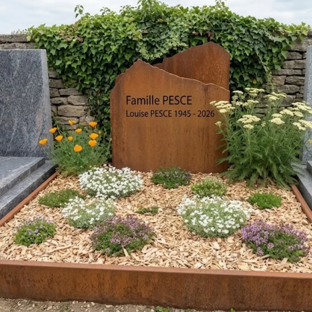tombe-paysagere-entourage-corten-stele-personnalisee-cimelo-france