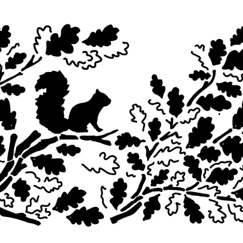 Motifs Cimélo découpe laser, écureuil sur une branche de chêne